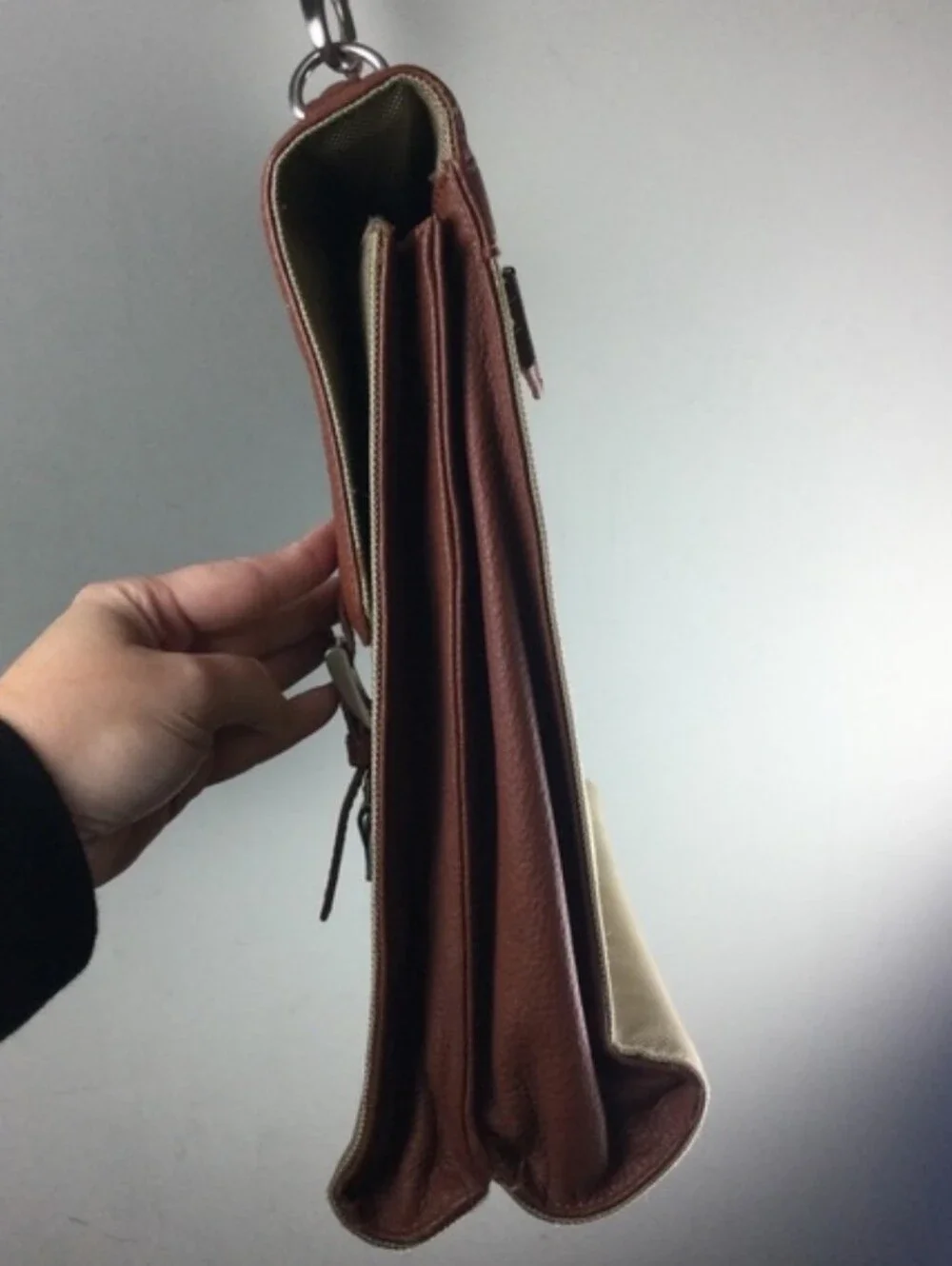 Bosca Leather & Canvas Flap Top Crossbody Messenger Briefcase